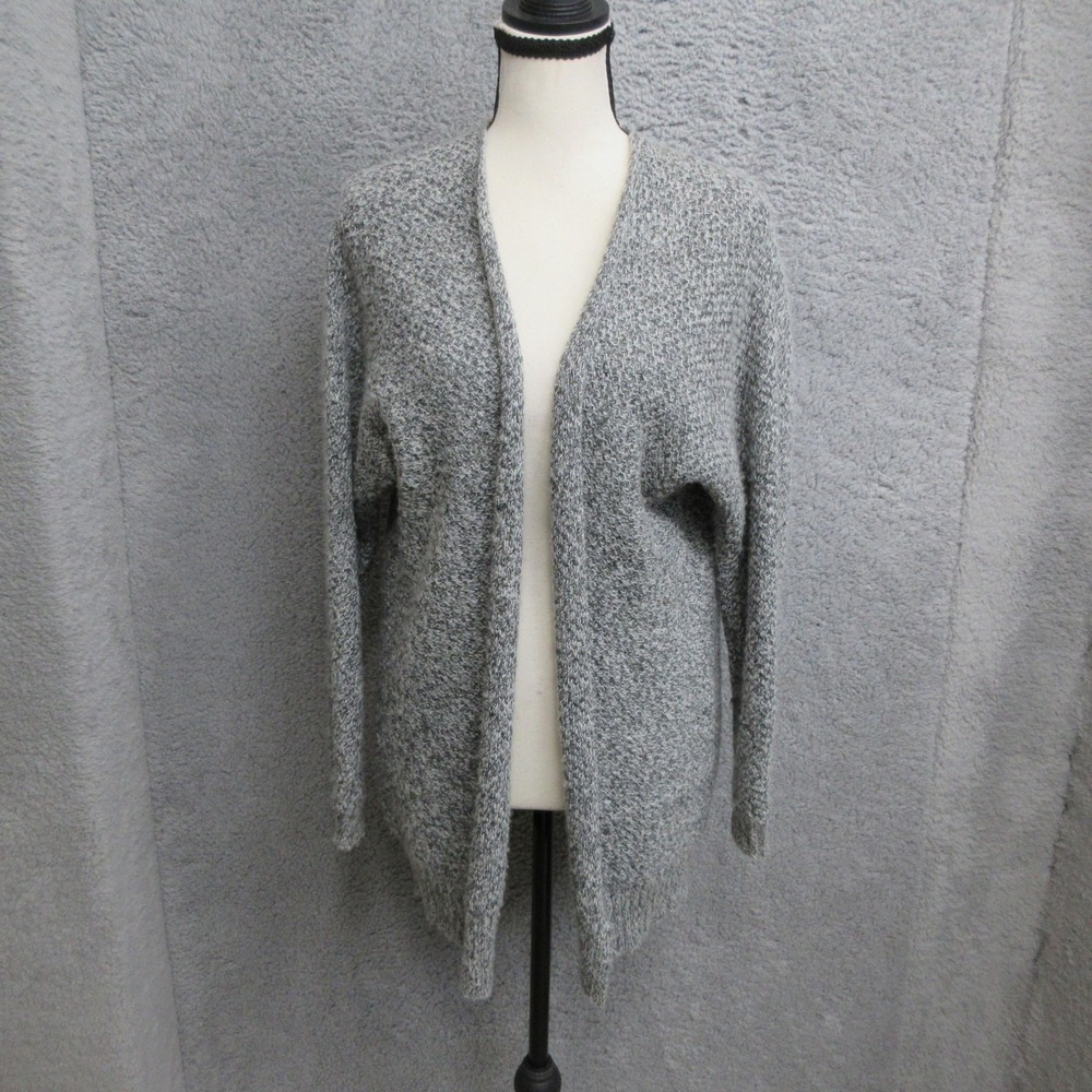 Express Mohair Wool Cardigan Sweater Women XS Gray Open Front Chunky Knit Cozy